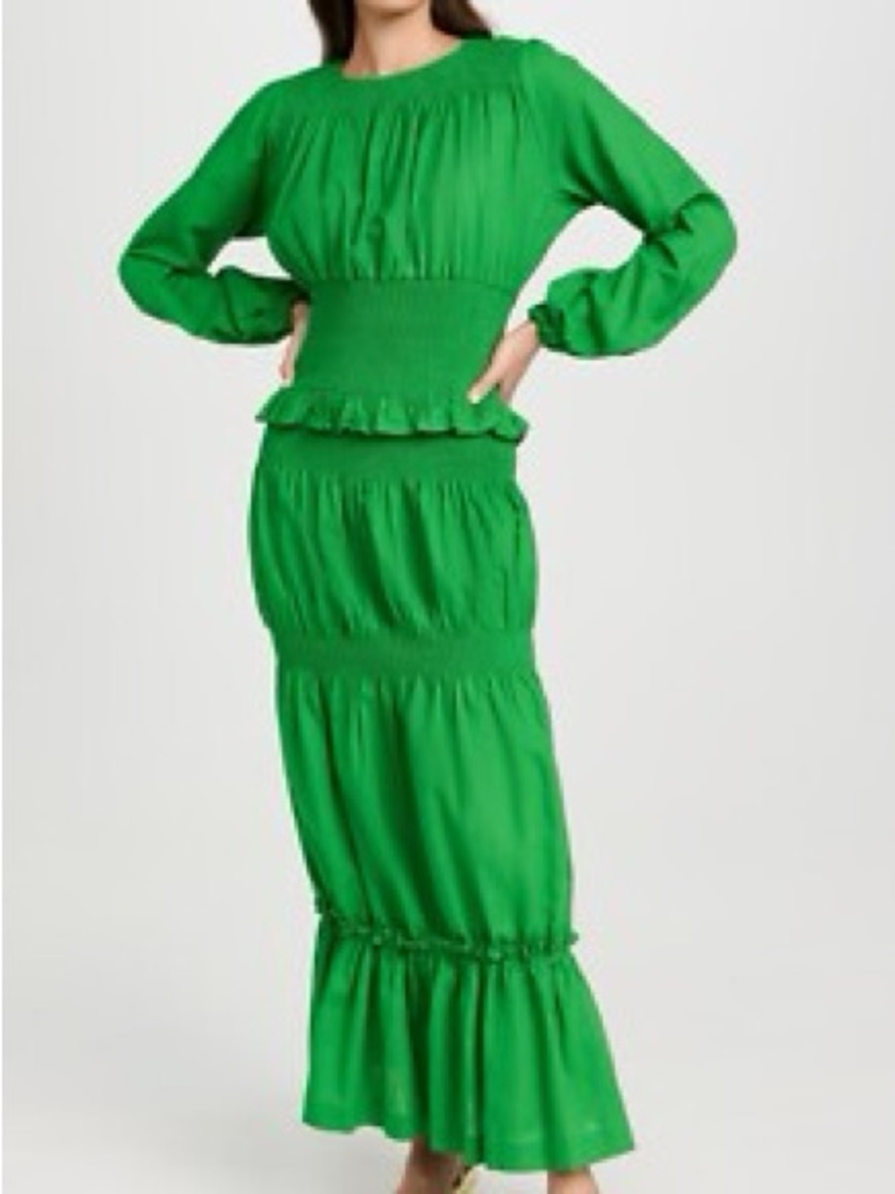 Orire green  Smocked Waist Tiered Maxi Dress